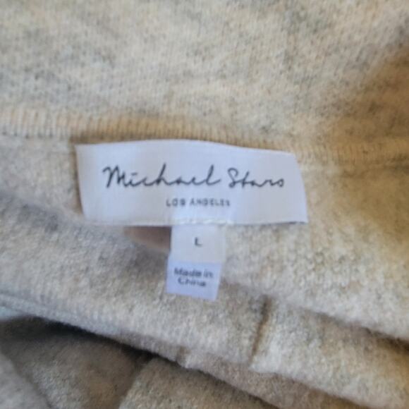 Large Michael Stars Oatmeal Knit Button Up Sweater Coat Shacket With Pockets - Picture 6 of 6